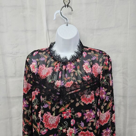 Loft Dress Black Pink Floral Boho Whimsigoth Midi Cottagecore 14 - Picture 2 of 15